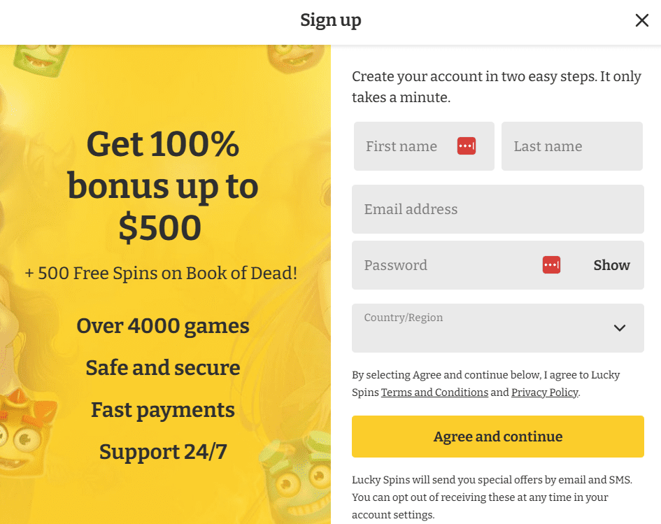 Lucky Spins Sign Up