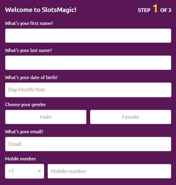SlotsMagic Casino Registration Step 2